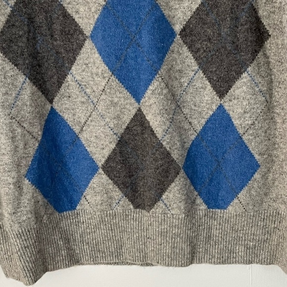 Allen Solly Men's 100% 2 Ply Cashmere Argyle V Neck Sweater M Preppy Academia - Picture 5 of 14